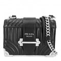 Prada Shoulder Bag Cahier Diagram Bag Crossbody Nylon Black Silver