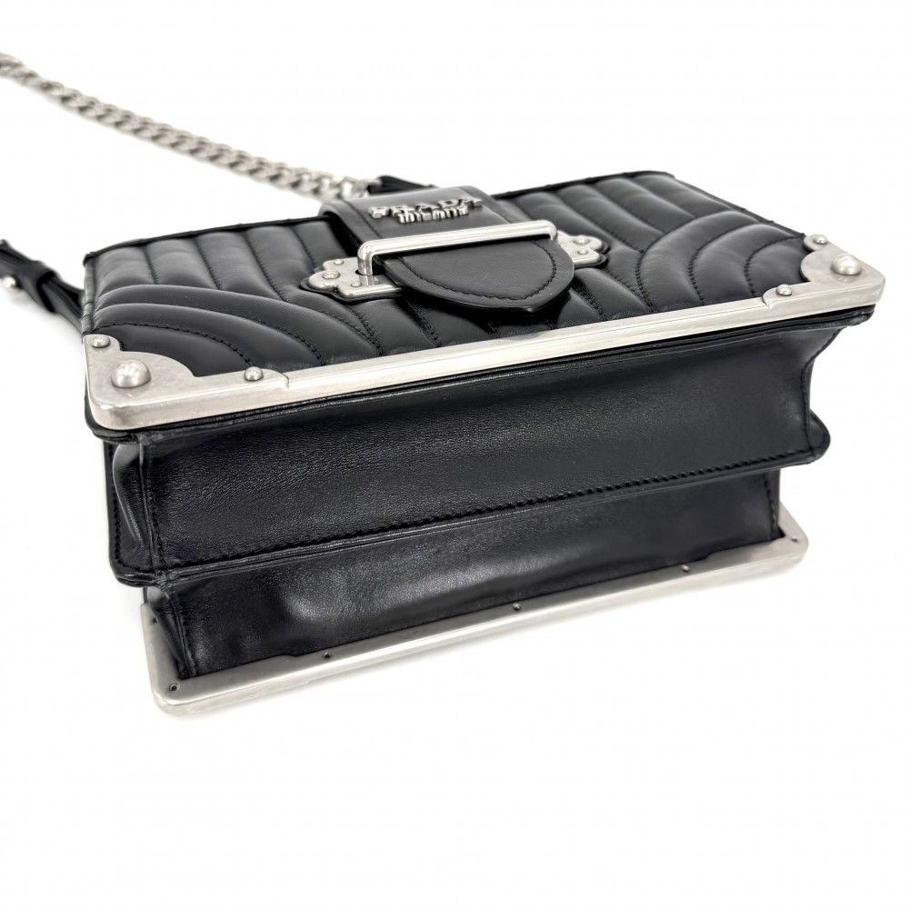 Prada Shoulder Bag Cahier Diagram Bag Crossbody Nylon Black Silver — view 3