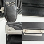 Prada Shoulder Bag Cahier Diagram Bag Crossbody Nylon Black Silver — view 6