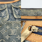 Louis Vuitton Shoulder Bag Monogram Denim Baggy PM Crossbody Blue Gold — view 6