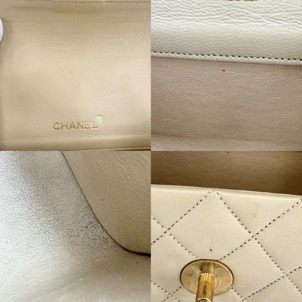 Chanel Boys Quilted Top Handle Mini Bag Vintage CC Logo Lambskin Beige Gold