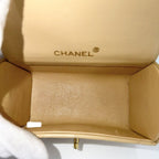 Chanel Boys Quilted Top Handle Mini Bag Vintage CC Logo Lambskin Beige Gold