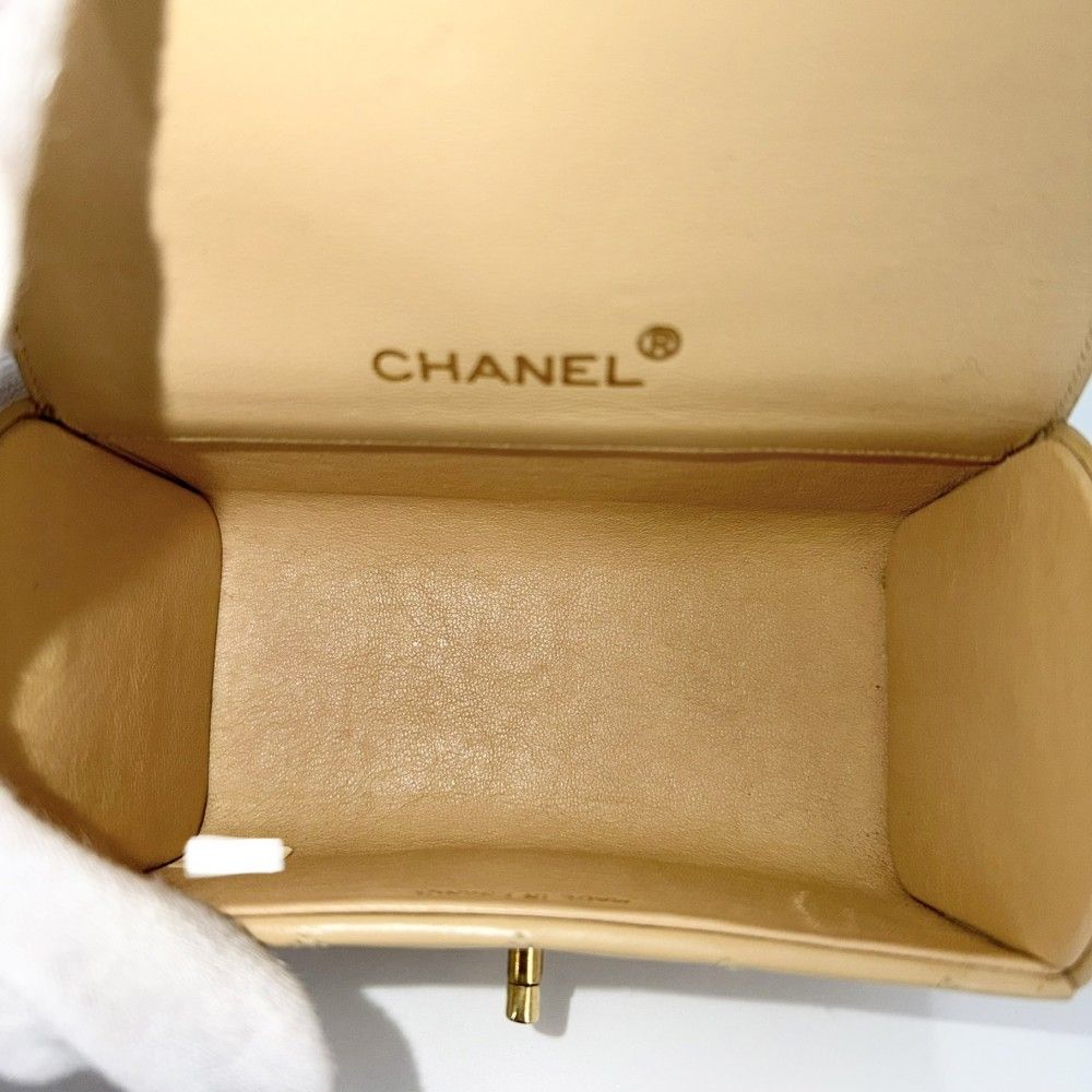 Chanel Boys Quilted Top Handle Mini Bag Vintage CC Logo Lambskin Beige Gold