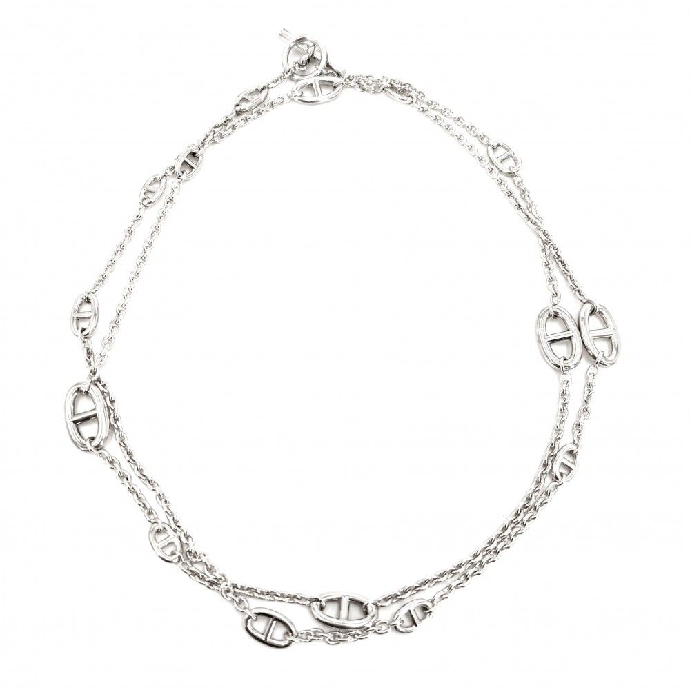 Hermes Necklace Farandole Long Chaine D'ancre 925 Sterling Silver