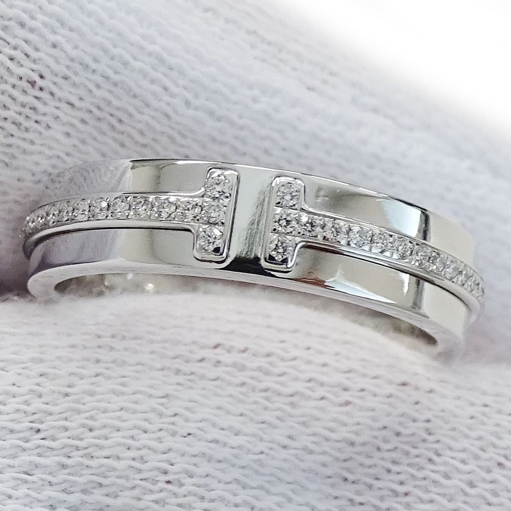 Tiffany & Co Ring Diamond T Two Narrow White Gold Polished — view 6