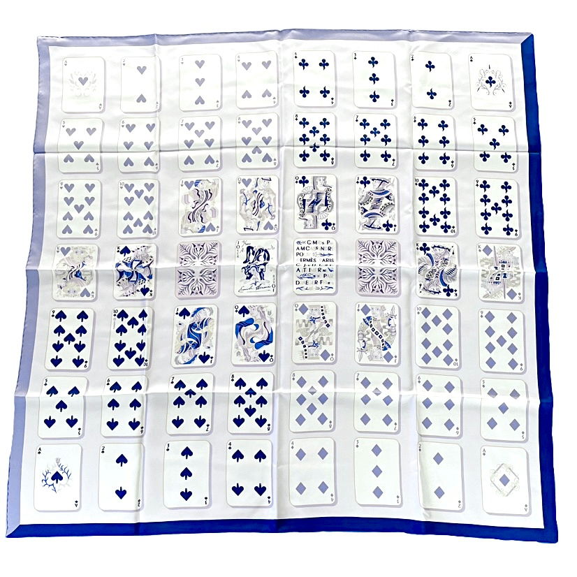 Hermes Scarf Carre 90 Silk Jeu de Cartes Playing Card Number Bandana Multicolor