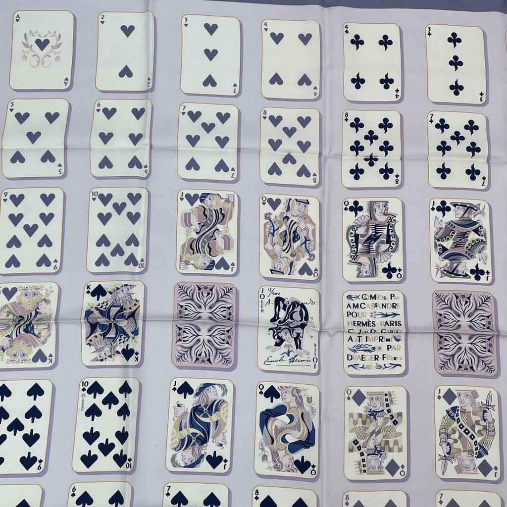 Hermes Scarf Carre 90 Silk Jeu de Cartes Playing Card Number Bandana Multicolor — view 2