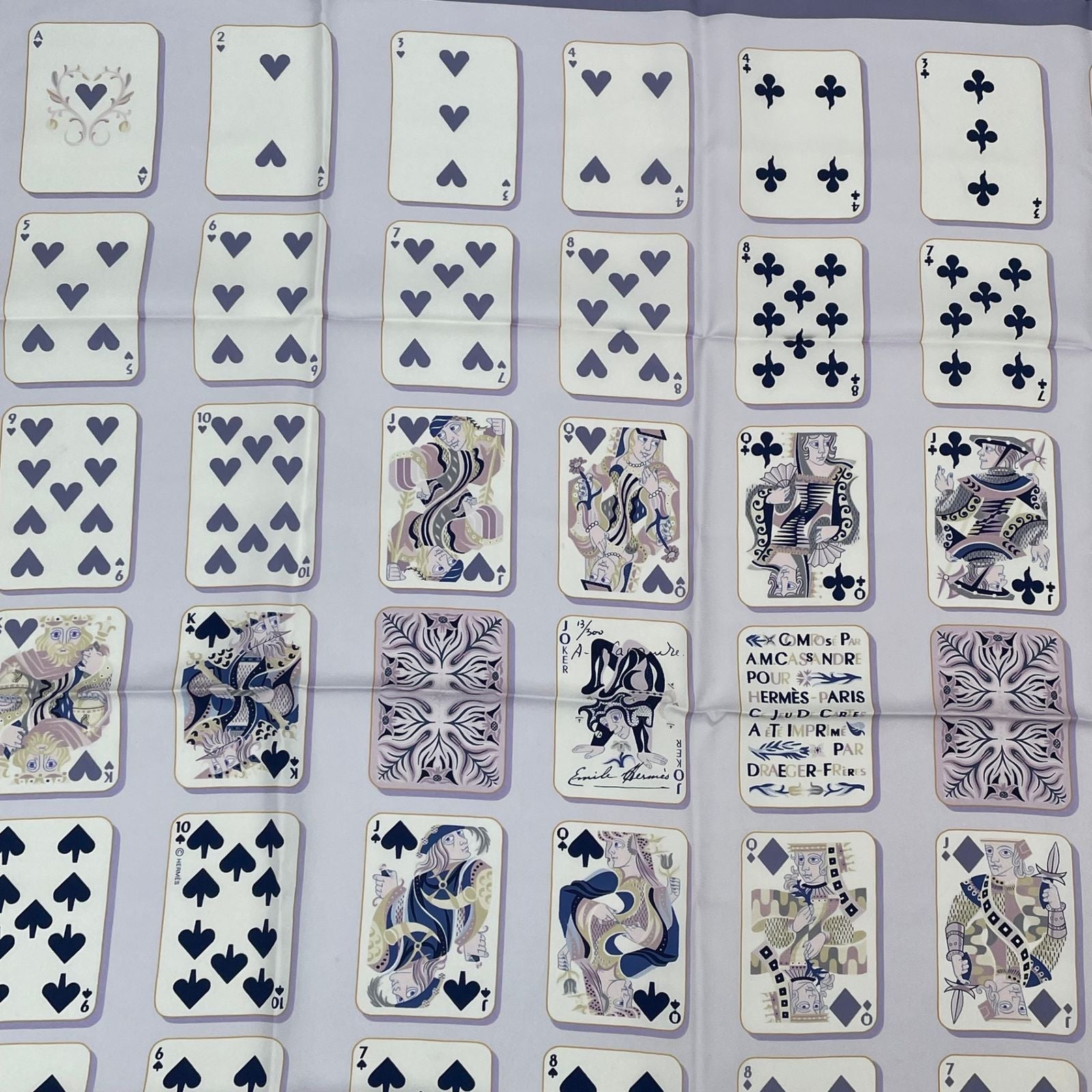 Hermes Scarf Carre 90 Silk Jeu de Cartes Playing Card Number Bandana Multicolor — view 2