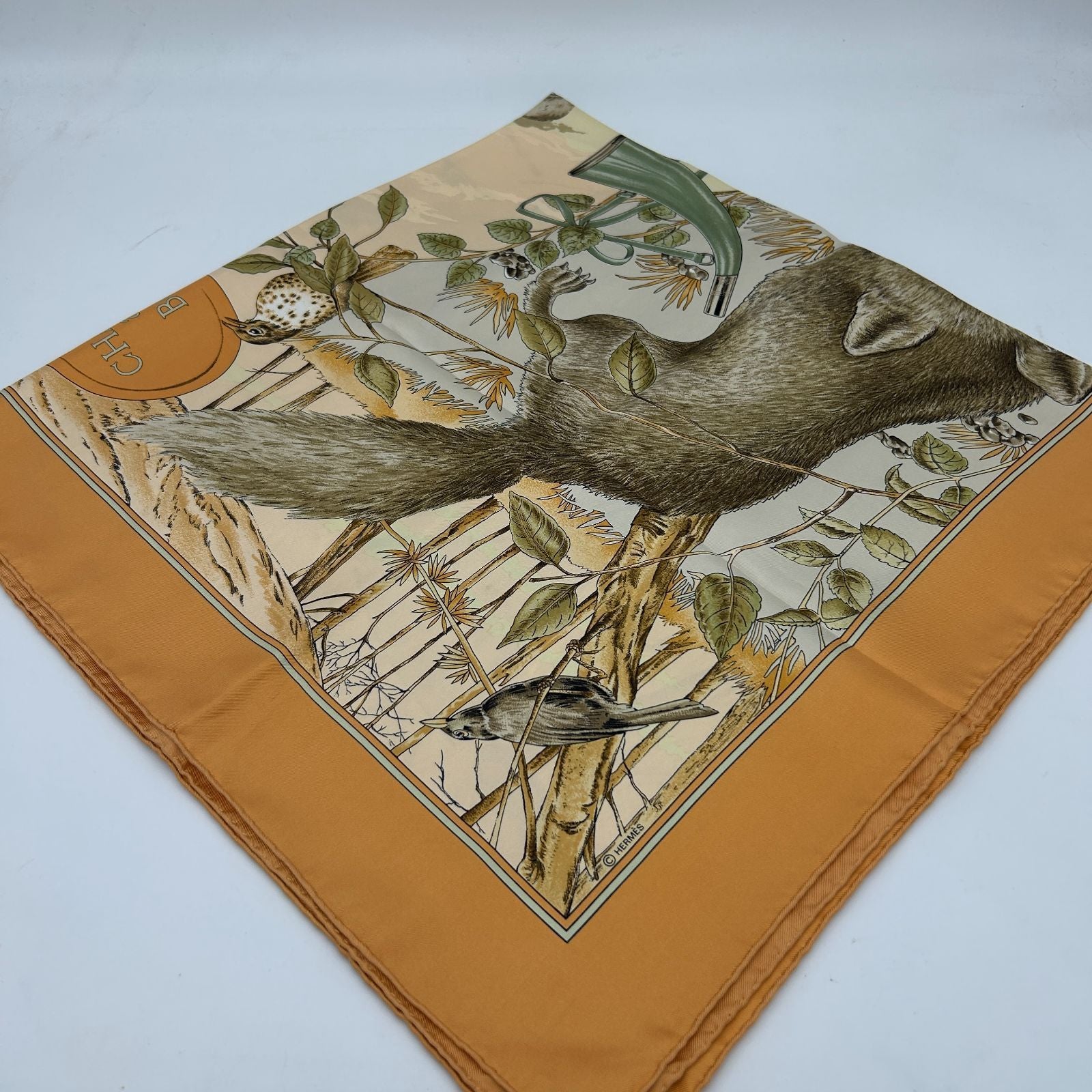 Hermes Carre 90 Yellow Forest Hunting Scarf — view 3