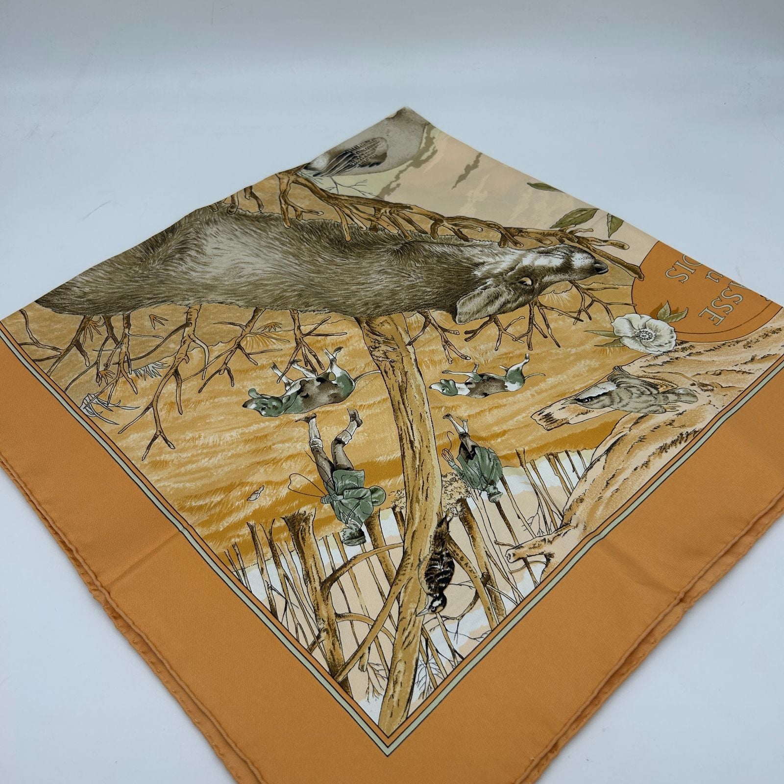 Hermes Carre 90 Yellow Forest Hunting Scarf — view 4