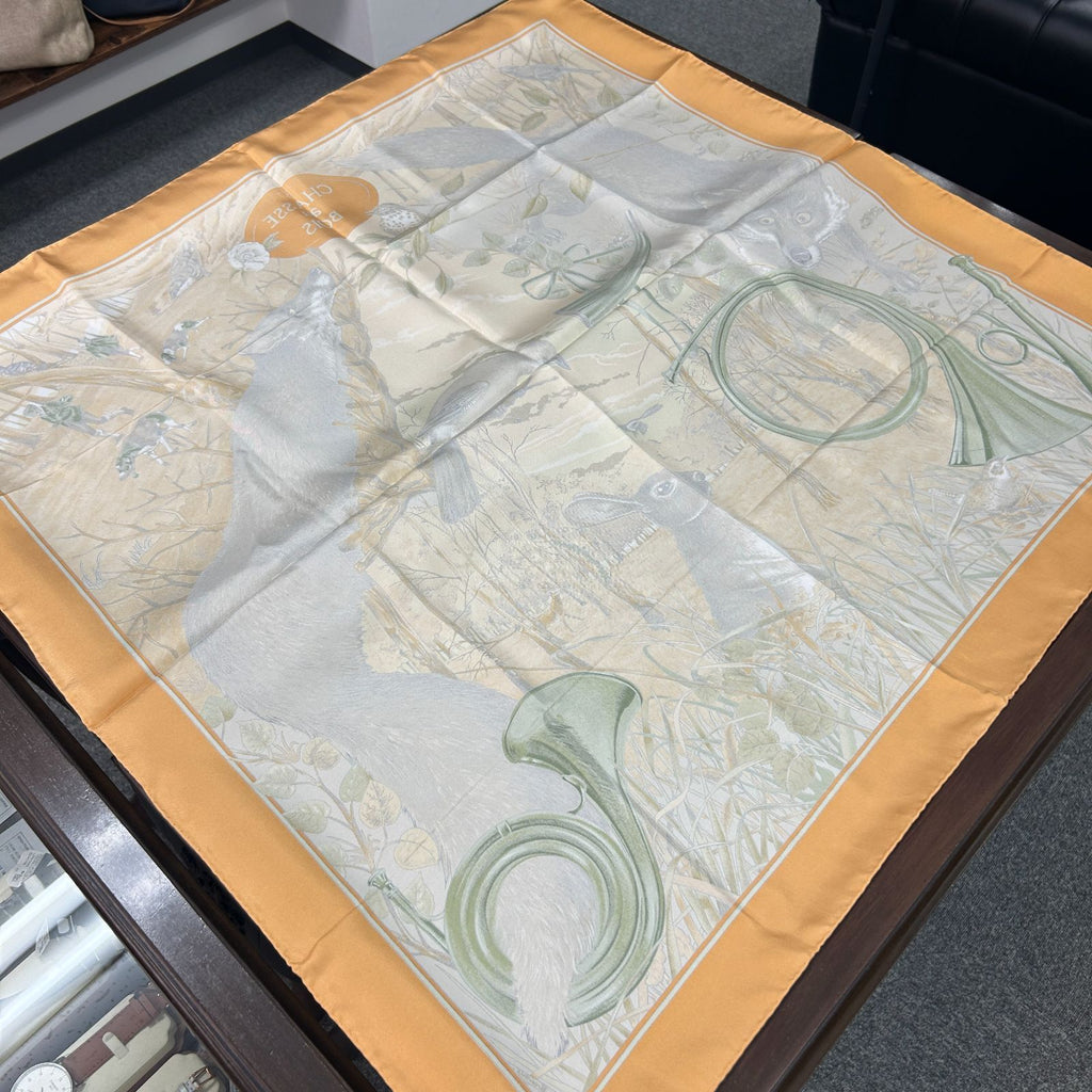 Hermes Carre 90 Yellow Forest Hunting Scarf — view 2