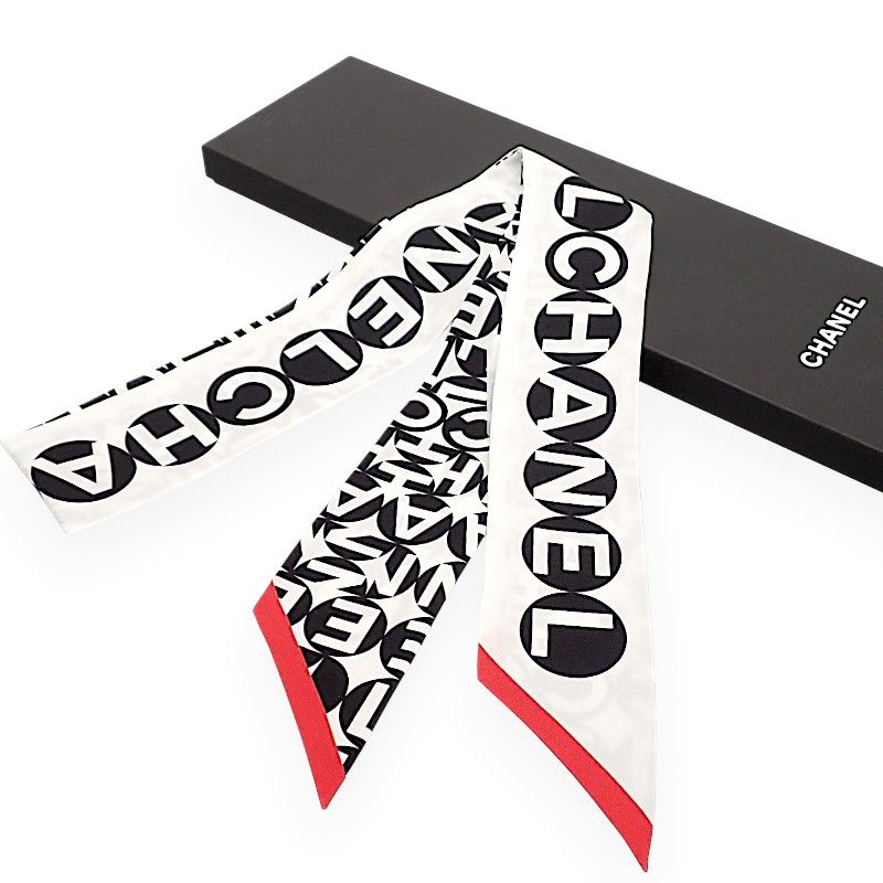 Chanel Slim Bandeau Scarf Silk White SA