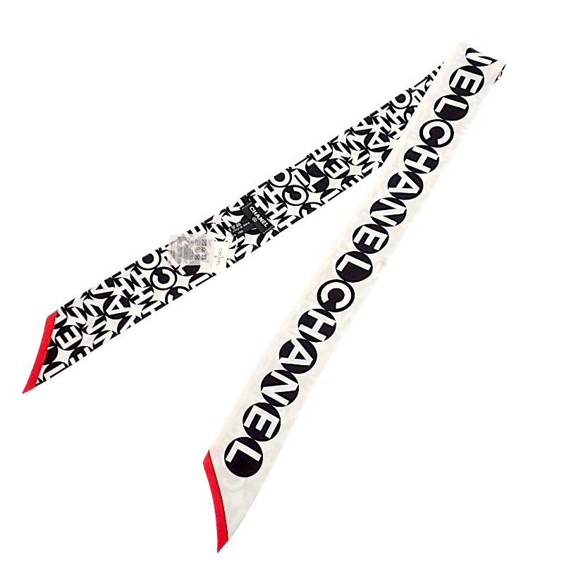 Chanel Slim Bandeau Scarf Silk White SA — view 4