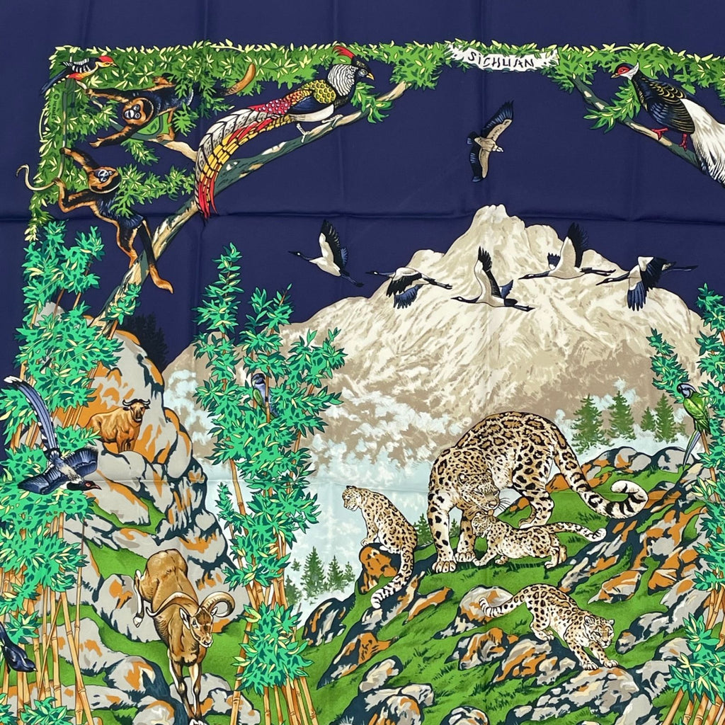 Hermes Carre 90 Scarf Sichuan Navy — view 5