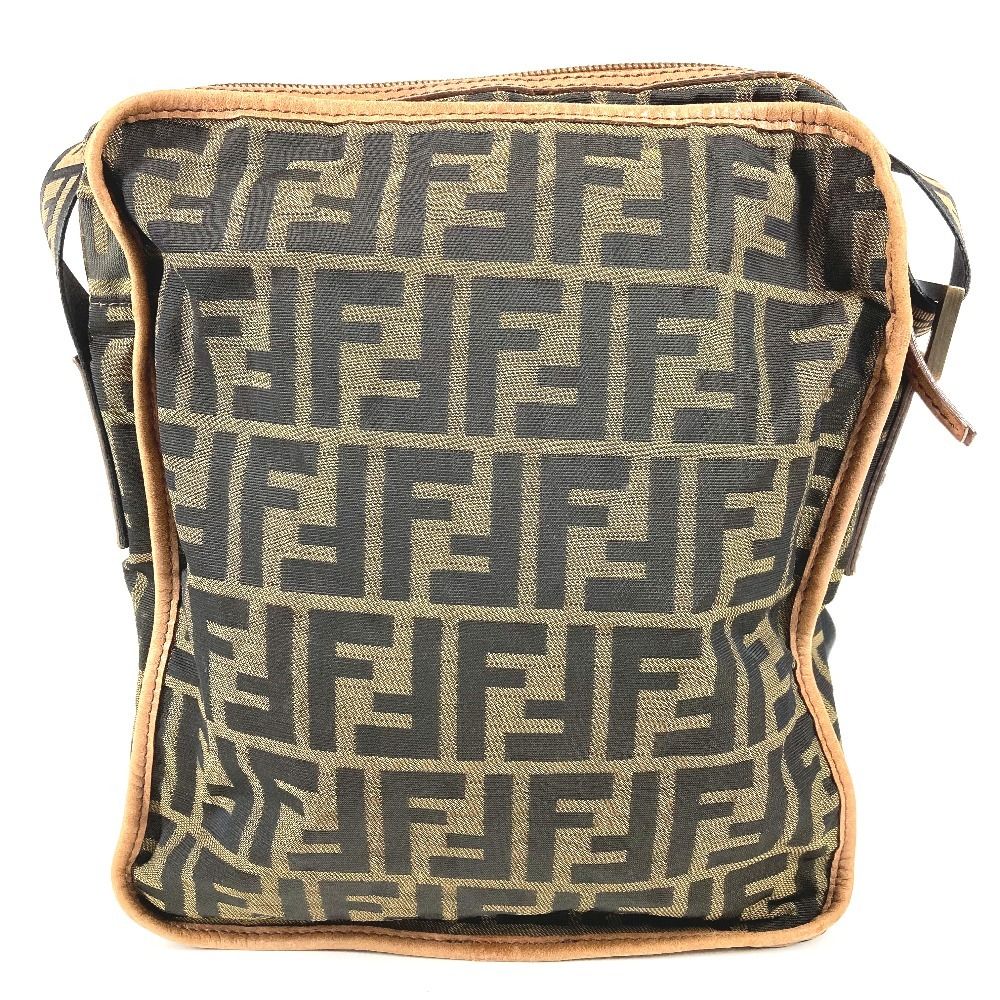 Fendi Shoulder Bag Zucca Logo Nylon Canvas Brown — view 2