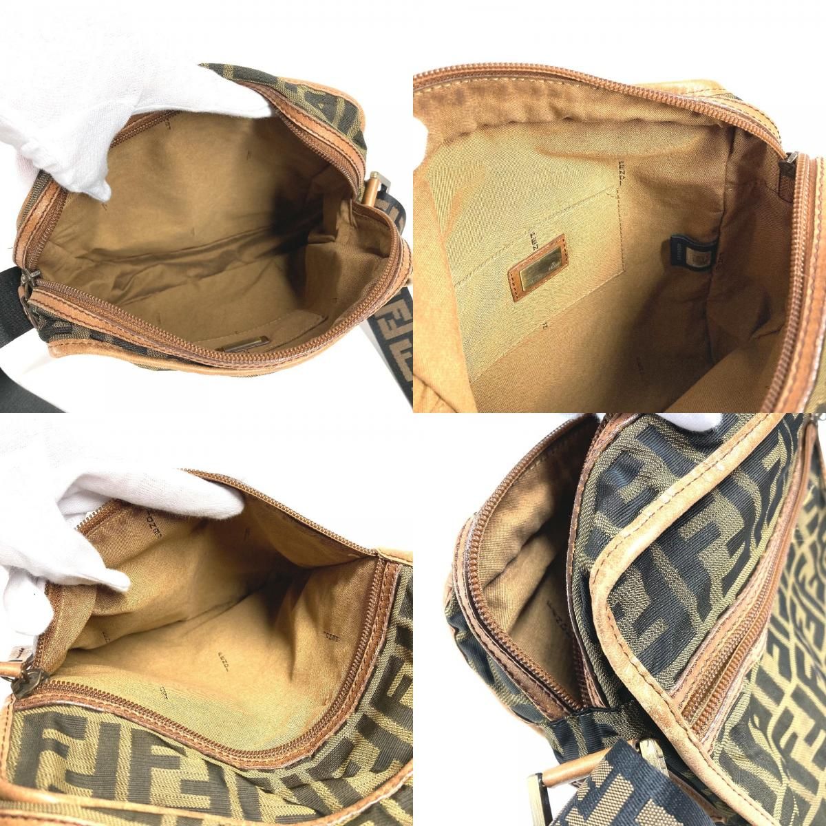 Fendi Shoulder Bag Zucca Logo Nylon Canvas Brown — view 8