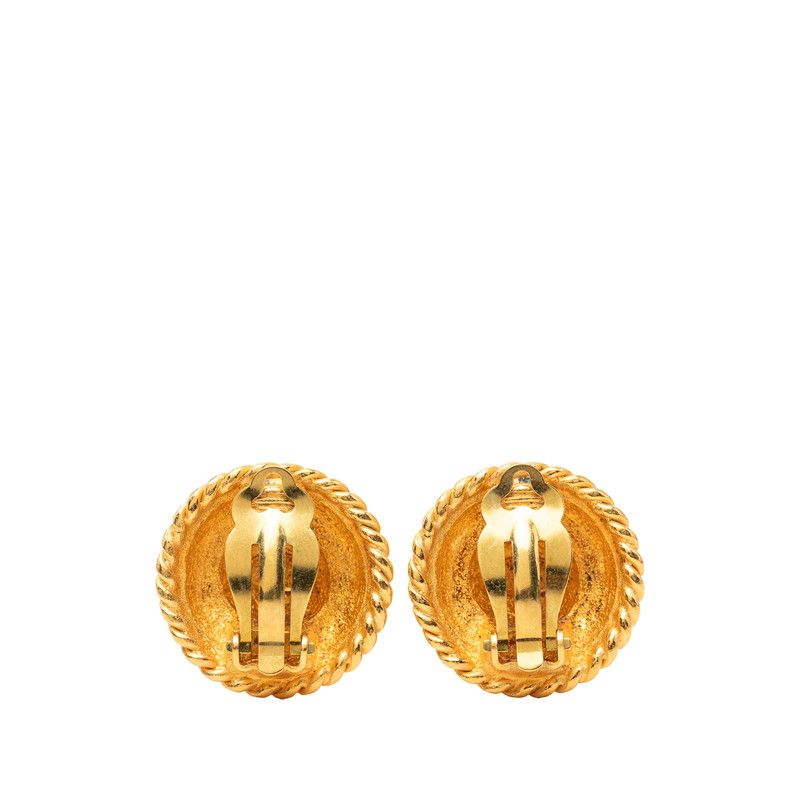 Chanel Vintage Round Earrings 95 Gold Plated — view 2