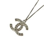 Chanel Necklace CC Logo Silver Clear