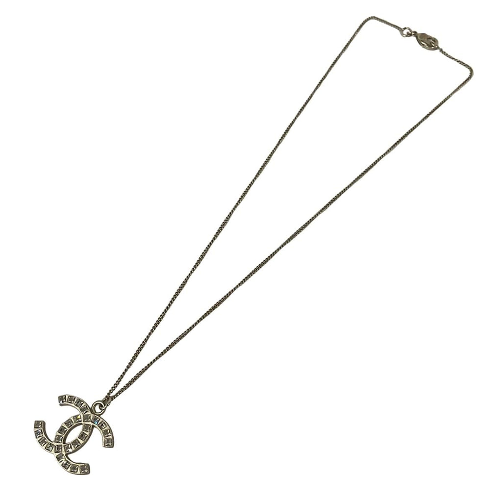 Chanel Necklace CC Logo Silver Clear — view 2