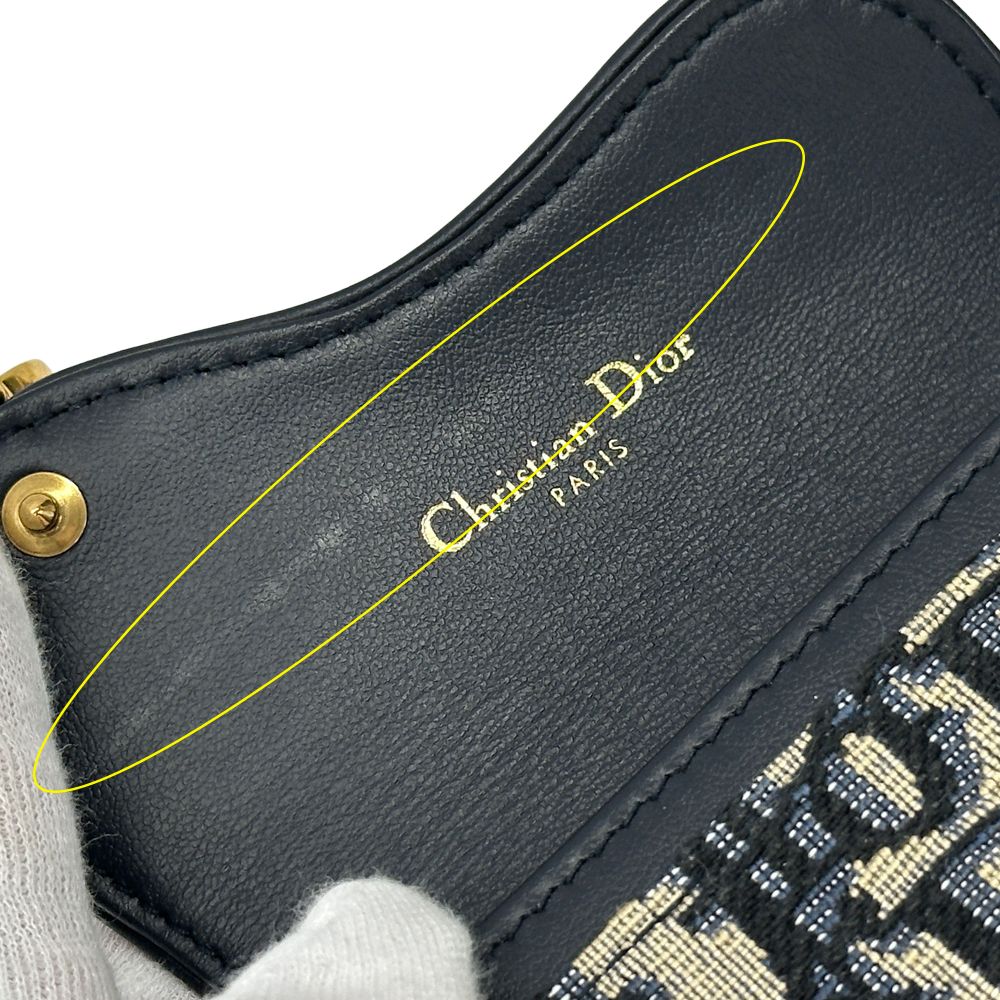 Dior Card Case Oblique Jacquard Canvas Saddle Blue Holder Navy Beige Small — view 8