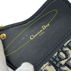 Dior Card Case Oblique Jacquard Canvas Saddle Blue Holder Navy Beige Small — view 8