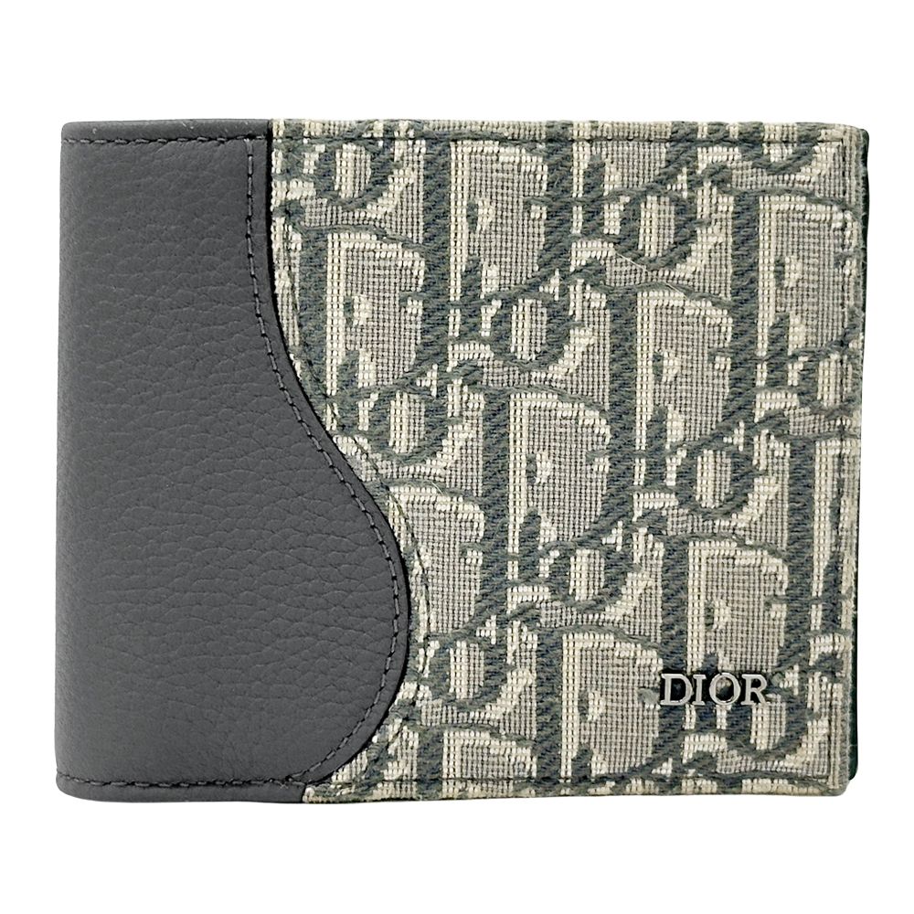Dior Wallet Oblique Saddle Bifold Jacquard Leather Gray