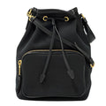 Prada Logo Jacquard 2-Way Shoulder Bag Canvas Black Drawstring