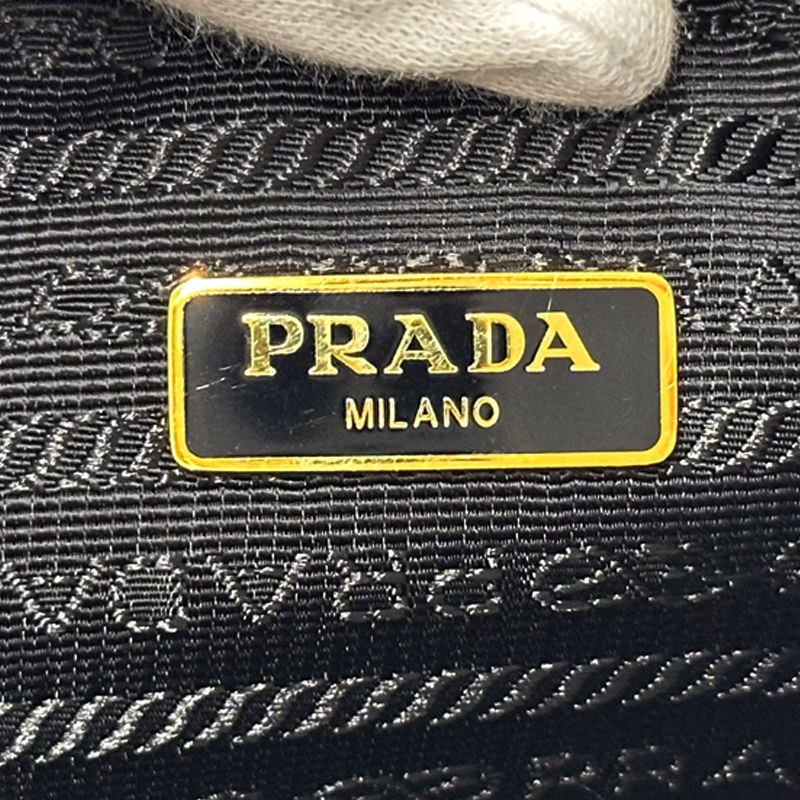 Prada Logo Jacquard 2-Way Shoulder Bag Canvas Black Drawstring — view 5