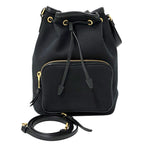 Prada Logo Jacquard 2-Way Shoulder Bag Canvas Black Drawstring — view 6