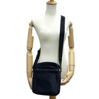 Prada Logo Jacquard Shoulder Bag Nylon Navy Triangle Crossbody Simple — view 6