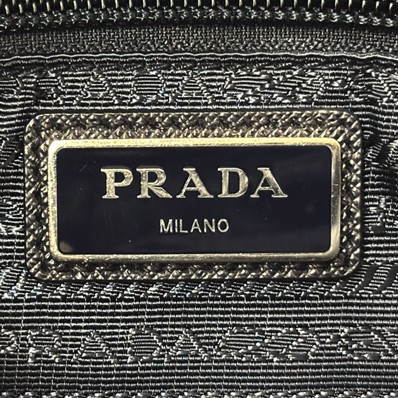 Prada Logo Jacquard Shoulder Bag Nylon Navy Triangle Crossbody Simple — view 5