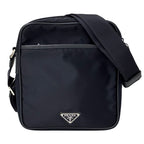Prada Logo Jacquard Shoulder Bag Nylon Navy Triangle Crossbody Simple — view 2