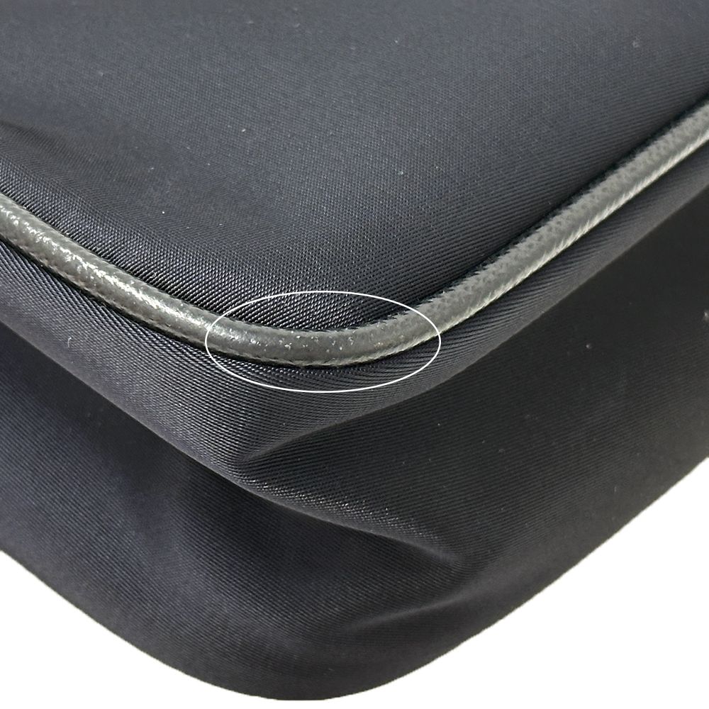 Prada Logo Jacquard Shoulder Bag Nylon Navy Triangle Crossbody Simple — view 7