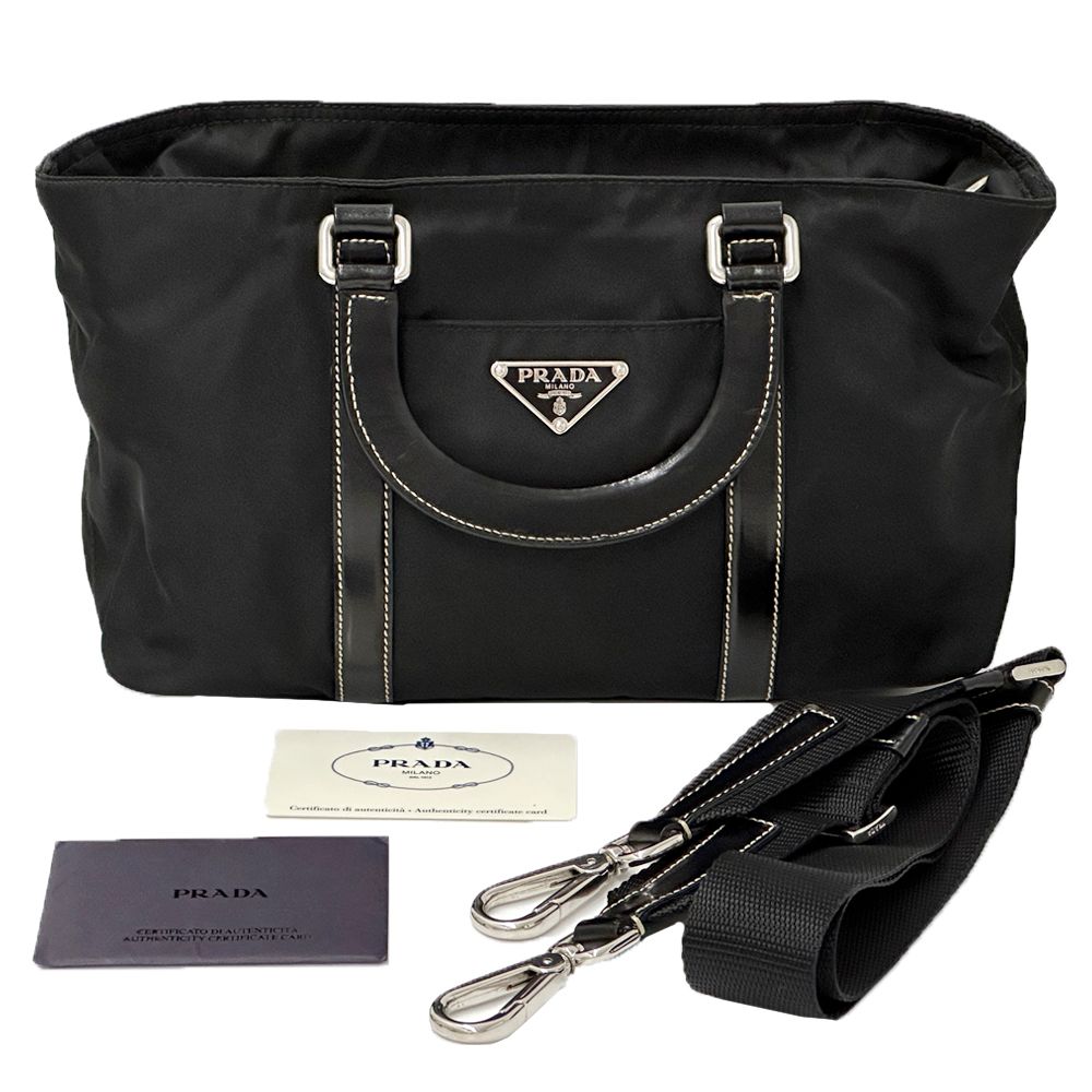 Prada 2-Way Shoulder Bag Nylon Black Going Out Adult Simple Large — view 7