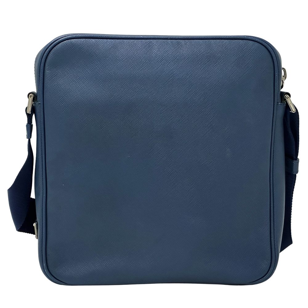 Prada Shoulder Bag Saffiano Blue Triangle Logo — view 2