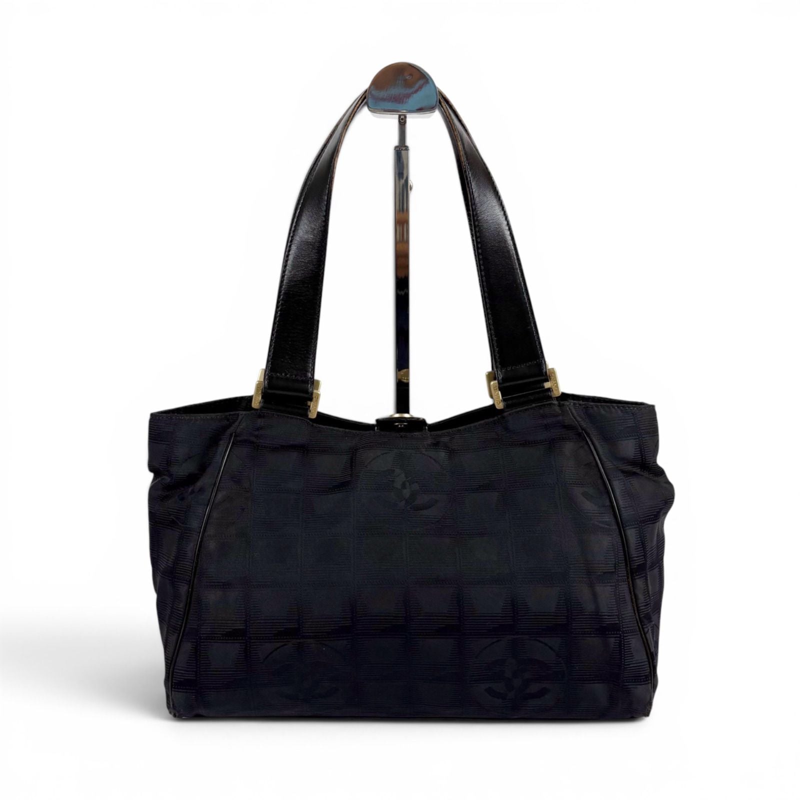 Chanel New Travel Line Handbag Satchel Black Nylon Canvas — view 2
