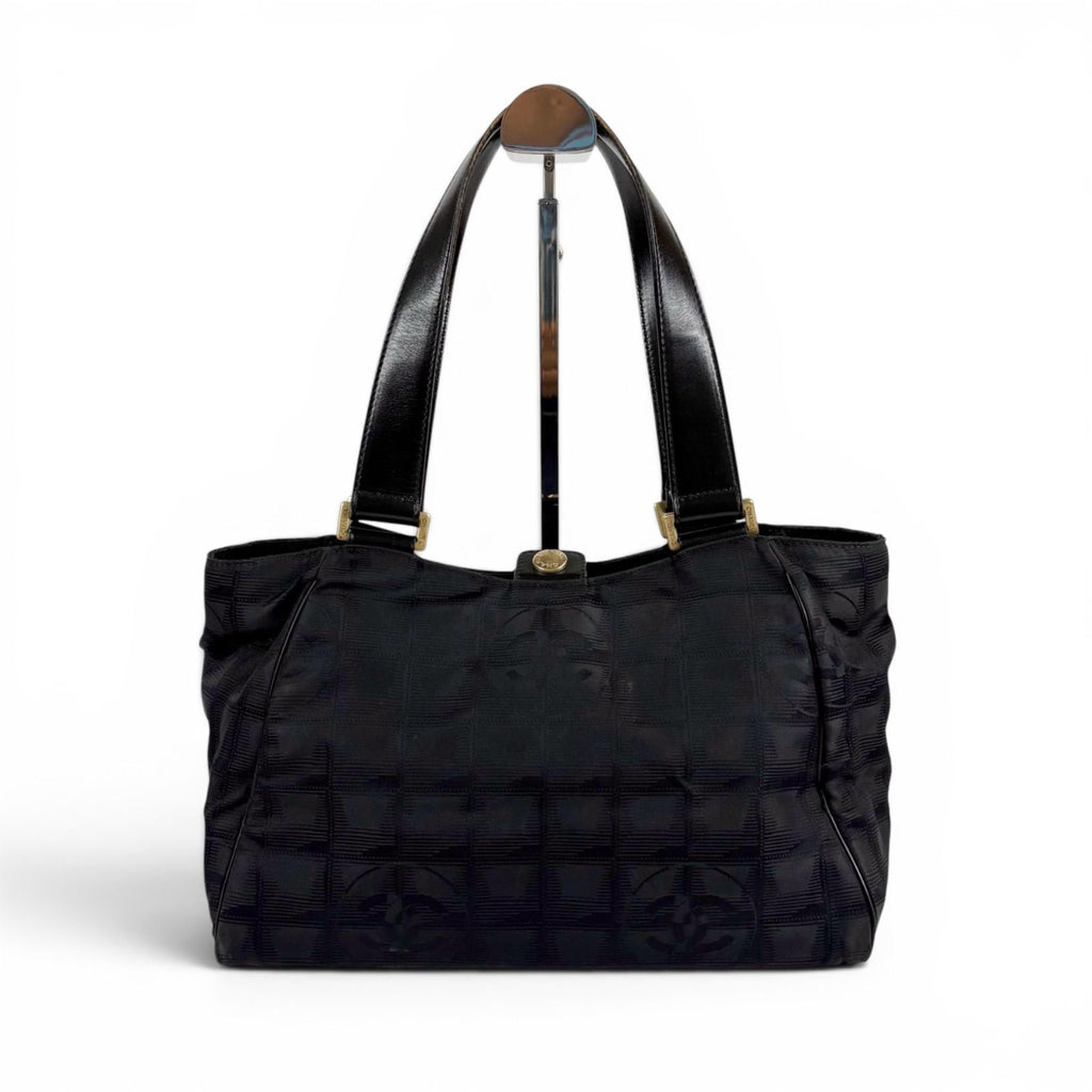 Chanel New Travel Line Handbag Satchel Black Nylon Canvas — view 3
