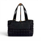 Chanel New Travel Line Handbag Satchel Black Nylon Canvas — view 3