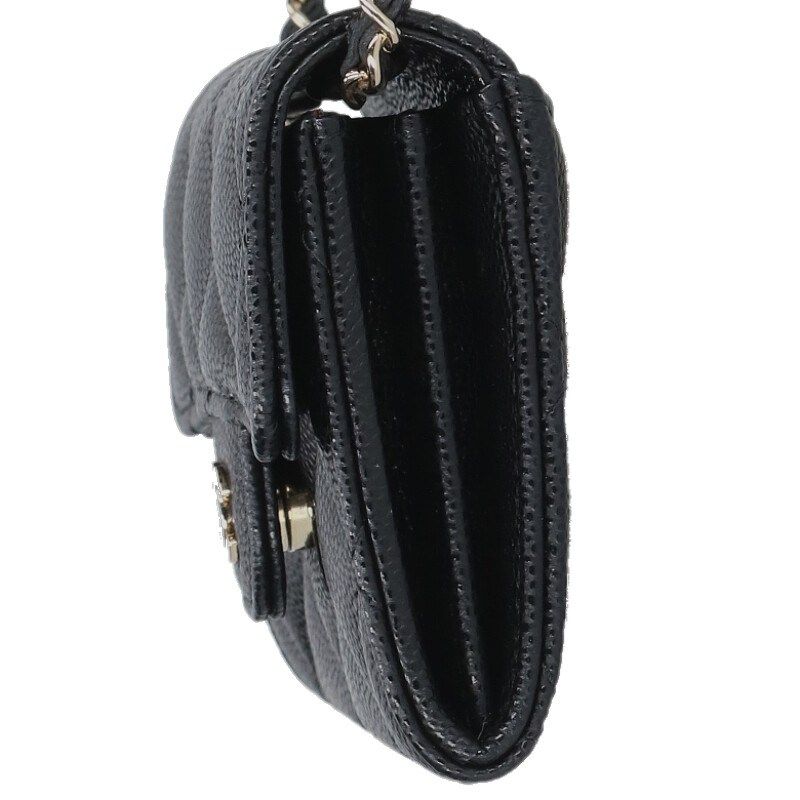 Chanel CC Logo Caviar Leather Chain — view 5