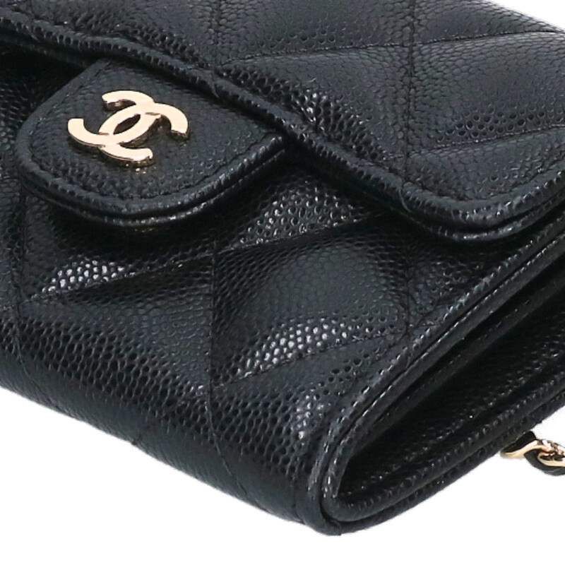 Chanel CC Logo Caviar Leather Chain — view 4