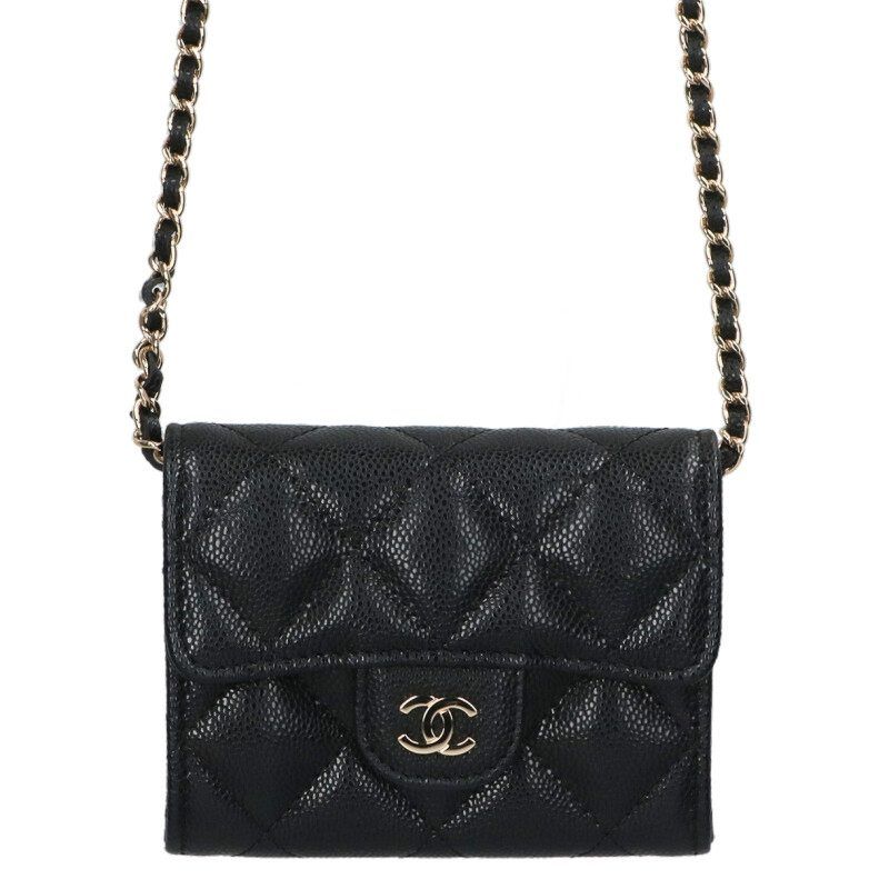 Chanel CC Logo Caviar Leather Chain