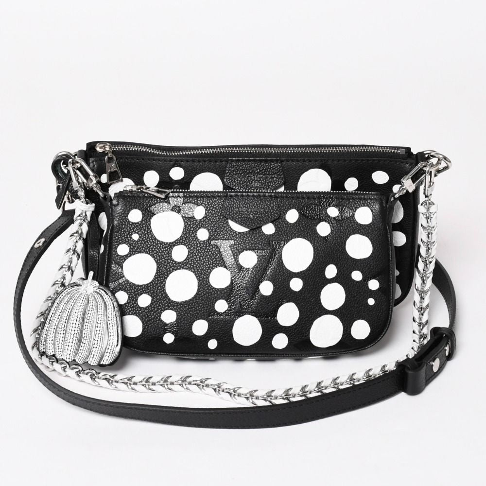 Louis Vuitton Multi Pochette Accessoires Shoulder Bag Black Silver Yayoi Kusama