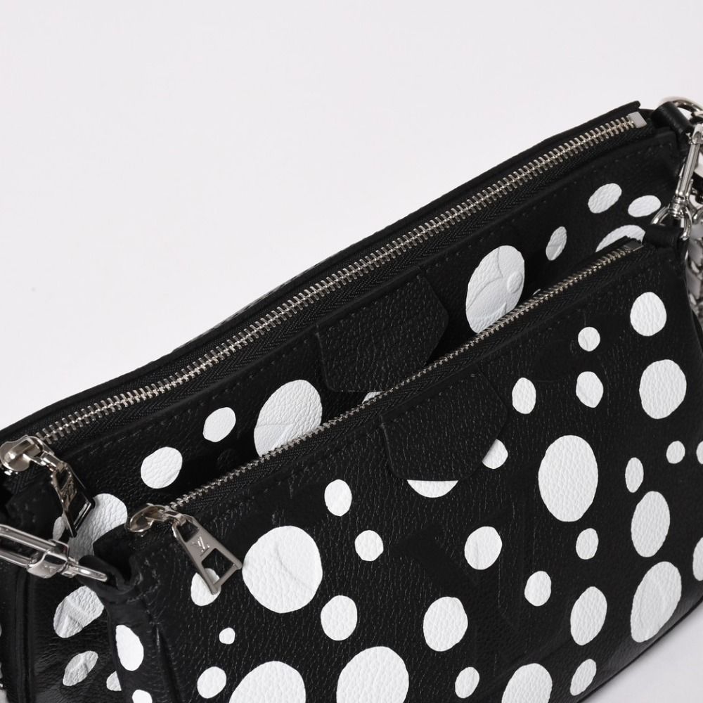 Louis Vuitton Multi Pochette Accessoires Shoulder Bag Black Silver Yayoi Kusama — view 8