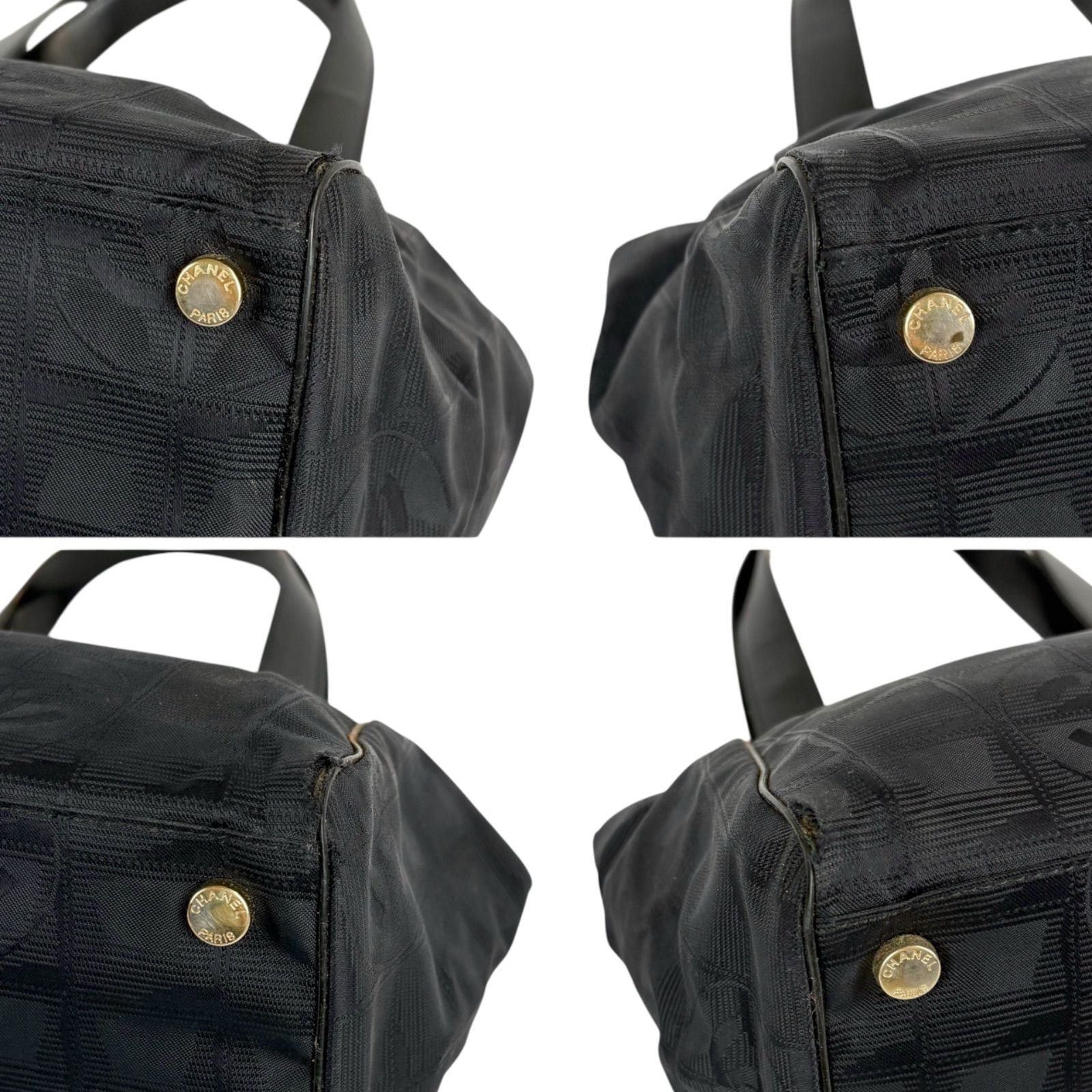 Chanel New Travel Line Handbag Satchel Black Nylon Canvas — view 6