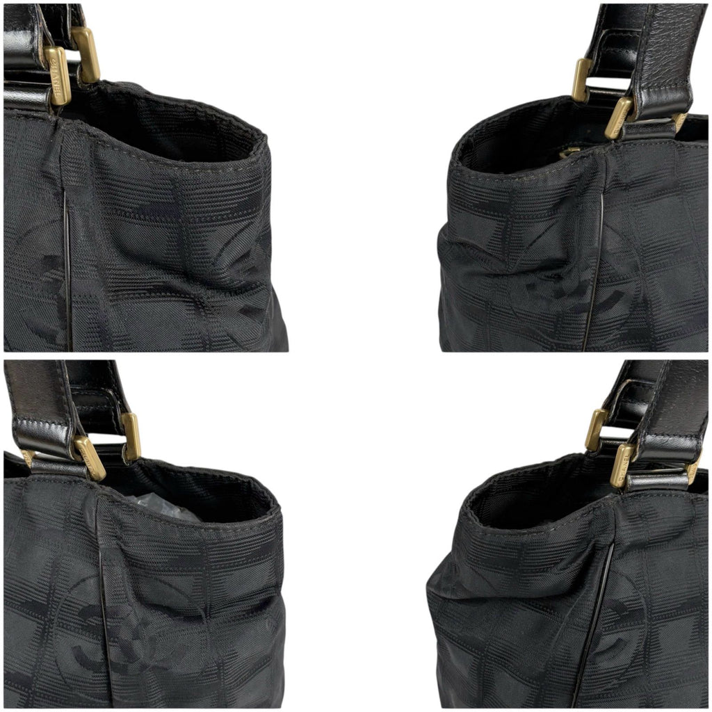 Chanel New Travel Line Handbag Satchel Black Nylon Canvas — view 5