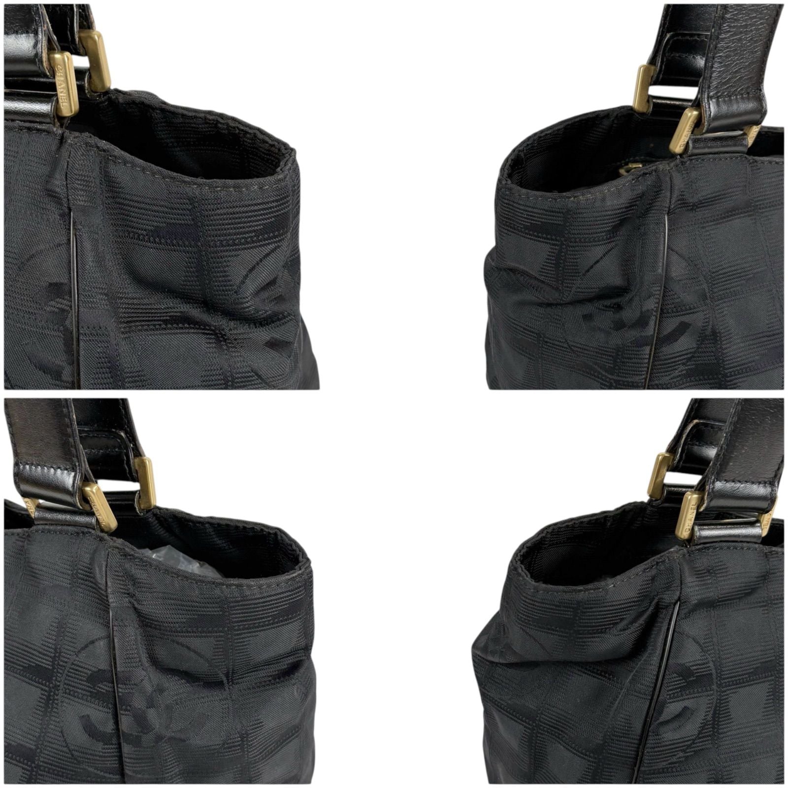 Chanel New Travel Line Handbag Satchel Black Nylon Canvas — view 5