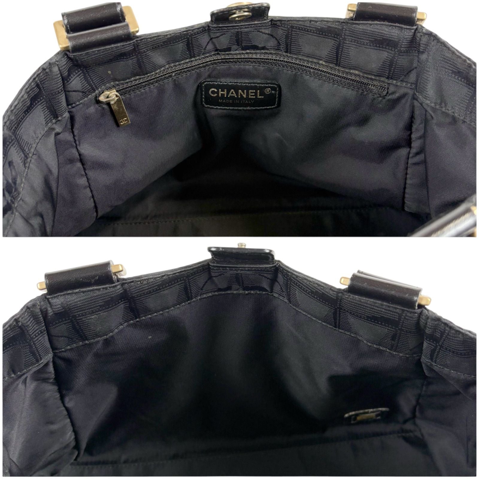 Chanel New Travel Line Handbag Satchel Black Nylon Canvas — view 8