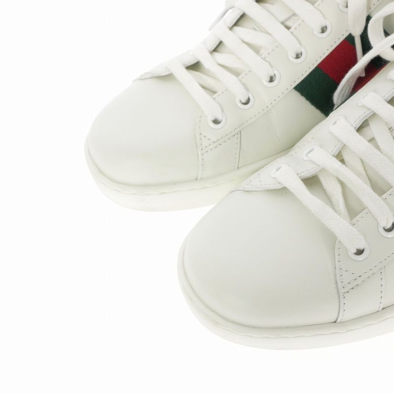 Gucci Hachi Embroidery Low Top Leather Sneakers 8 White — view 5
