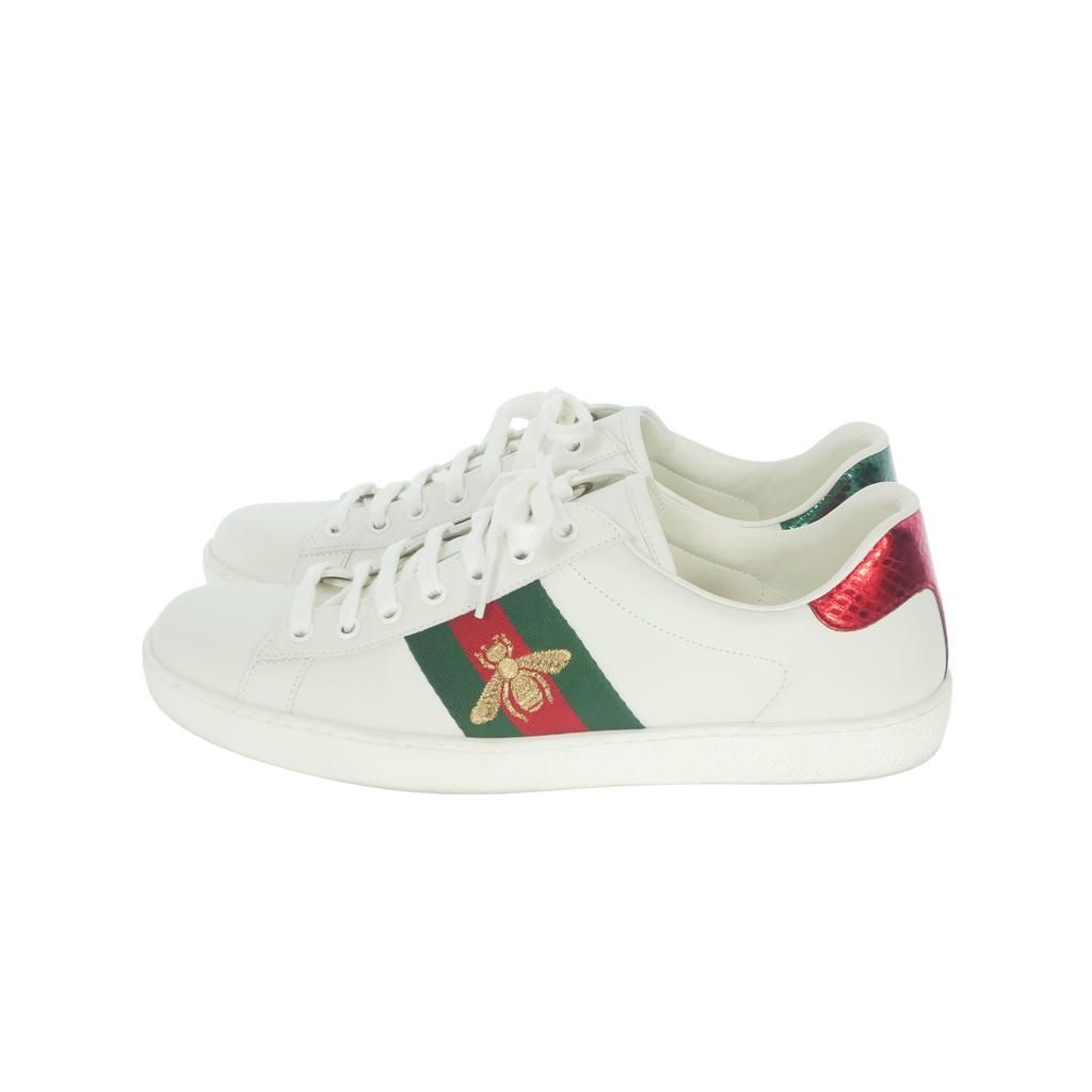 Gucci Hachi Embroidery Low Top Leather Sneakers 8 White — view 2