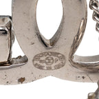 Chanel CC Logo Earrings Silver Black Metal Stone — view 3